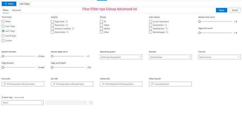 Fitur Filter Microsoft Clarity