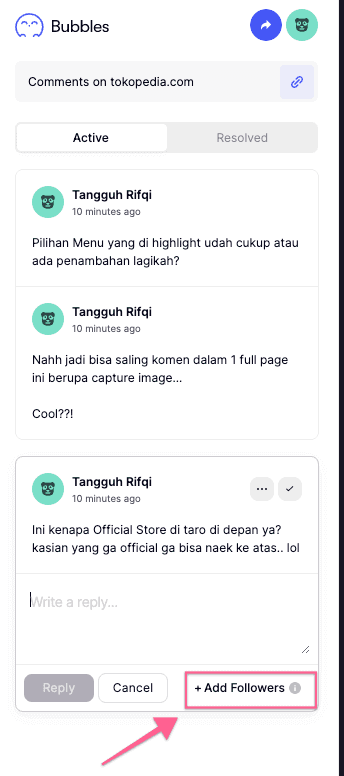 add follower atau tim disini